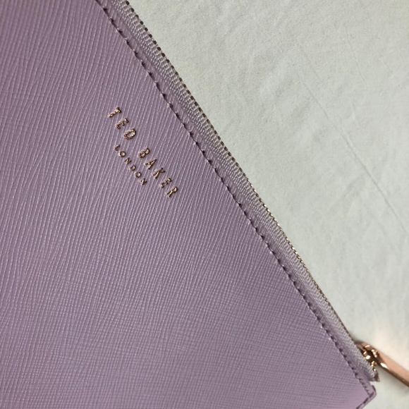 Ted Baker Pink Floral Leather Clutch Bag With Gold Zip Ted Baker Clutch Light Purple with Rose Gold